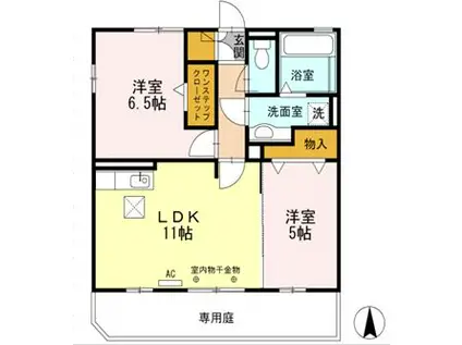 ミントA棟(2LDK/1階)の間取り写真