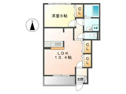 ハイツ樹々PLUSⅡ(1LDK/1階)の間取り写真