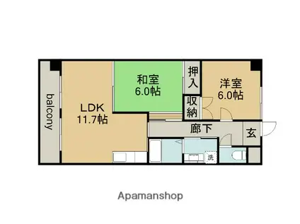 アネックス西町(2LDK/6階)の間取り写真