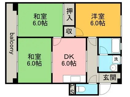 コーポエデン(3DK/3階)の間取り写真