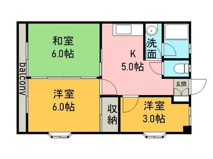 一宮パークハイツ(3K/3階)の間取り写真