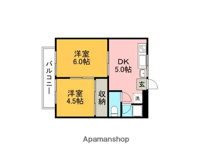 イーストコーポ(2K/2階)の間取り写真