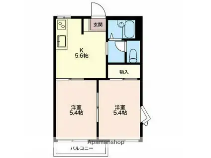 ドエル森本(2DK/1階)の間取り写真