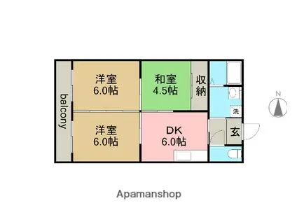 サンライズアサノ(3DK/3階)の間取り写真