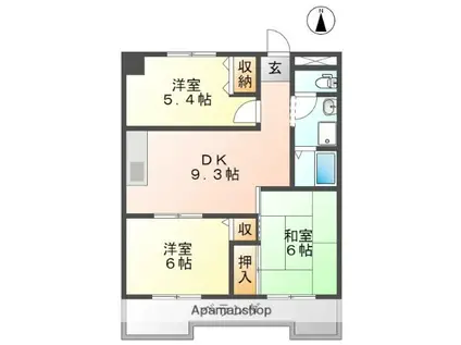 メゾン・シャン・ビラージ(3DK/1階)の間取り写真