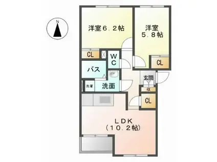 パークサイド住吉(2LDK/1階)の間取り写真