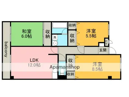 ヨネックスマンション(3LDK/4階)の間取り写真