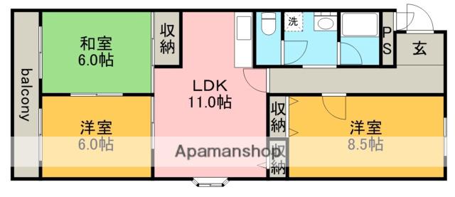 チェリーアイランドⅠ(3LDK/2階)の間取り写真