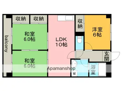 グランドール白旗(3LDK/4階)の間取り写真