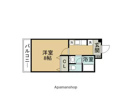 ルミエールE(1K/1階)の間取り写真