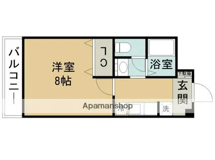 ルミエールE(1K/1階)の間取り写真