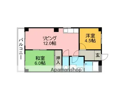 メゾンカーサ(2LDK/2階)の間取り写真