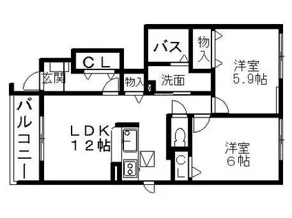 グランツA(2LDK/1階)の間取り写真