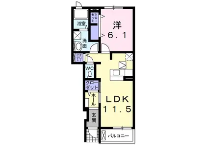 プリムローズ(1LDK/1階)の間取り写真