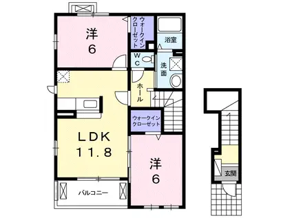 プラシード・K B(2LDK/2階)の間取り写真