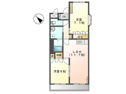 ラディッシュ ポット(2LDK/1階)の間取り写真