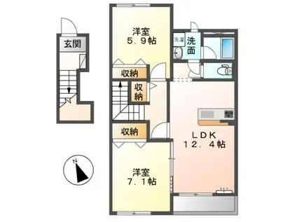 ルミエールウエスト(2LDK/2階)の間取り写真