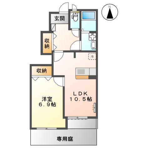 プチヴィラージュⅡ(1LDK/1階)の間取り写真