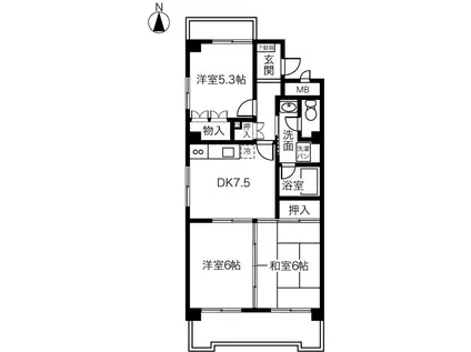 ファミール大津(3LDK/4階)の間取り写真
