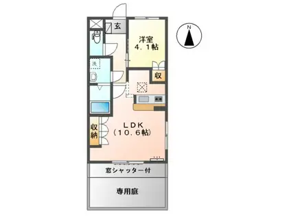 ピュアコンフォート(1LDK/1階)の間取り写真