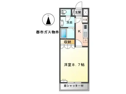 ケイ アスカ(1K/1階)の間取り写真