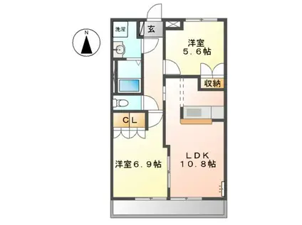 ジョイ パティオ(2LDK/2階)の間取り写真