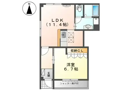 シャルムガーデン(1LDK/1階)の間取り写真