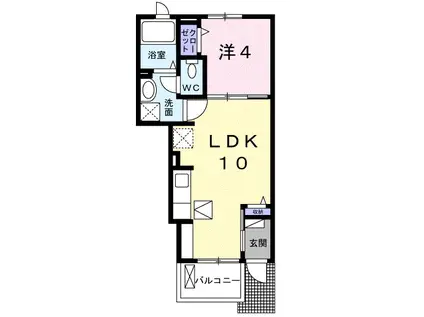 アメニティ Ⅱ(1LDK/1階)の間取り写真