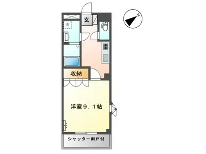 プライムガーデン(1K/1階)の間取り写真