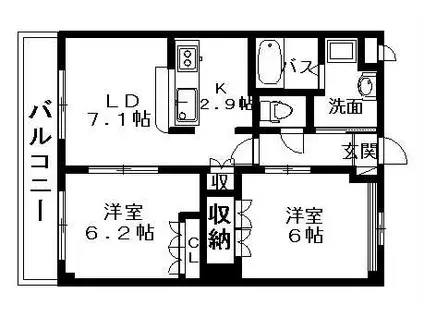 サンハイツ KOUWA(2LDK/1階)の間取り写真