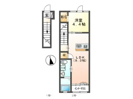 フルール アン(1LDK/2階)の間取り写真