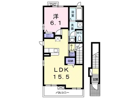プリムローズ(1LDK/2階)の間取り写真