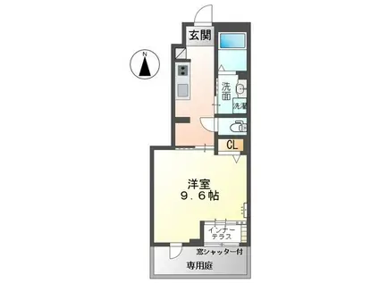 フォルトナ(1K/1階)の間取り写真