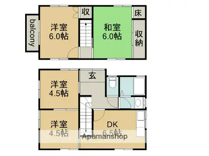 六反農河合様(2DK/2階)の間取り写真