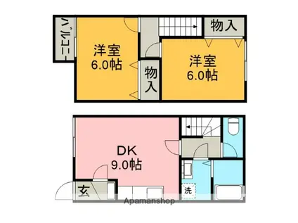 アルファガーデン(2DK/1階)の間取り写真