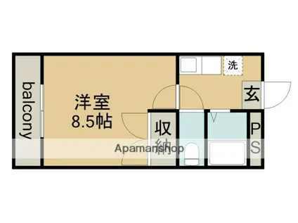 クレスト(1K/2階)の間取り写真