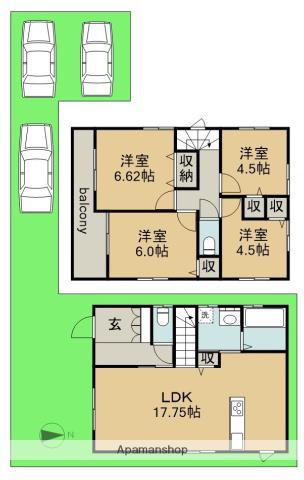 名鉄尾西線 開明駅 徒歩15分 2階建 築4年(4LDK)の間取り写真