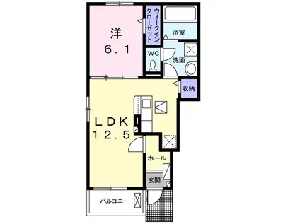 GARDEN HOUSE K(1LDK/1階)の間取り写真