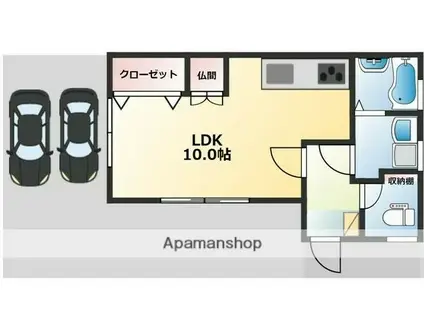 名鉄尾西線 玉ノ井駅 徒歩11分 1階建 築47年(ワンルーム)の間取り写真