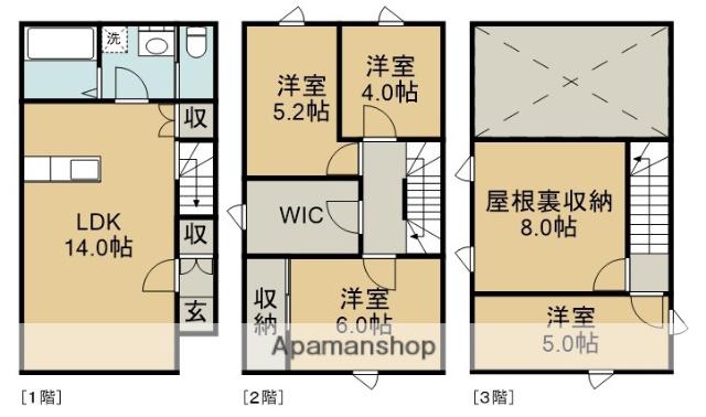 名鉄尾西線 奥町駅 徒歩45分 3階建 築3年(4SLDK)の間取り写真