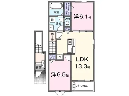 コスモフィールド(2LDK/2階)の間取り写真