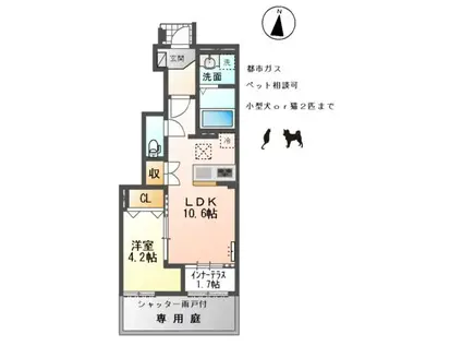 ノヴァ・コーポS(1LDK/1階)の間取り写真