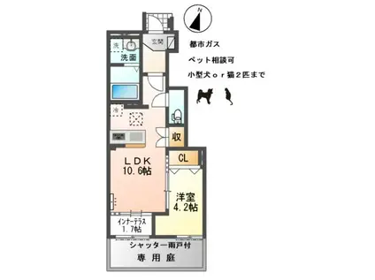 ノヴァ・コーポS(1LDK/1階)の間取り写真