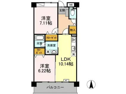 カンタベリーコート(2LDK/2階)の間取り写真