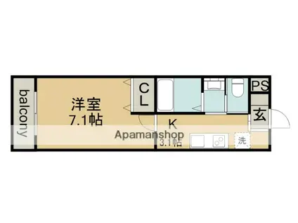 A・CITY一宮三条(1K/2階)の間取り写真