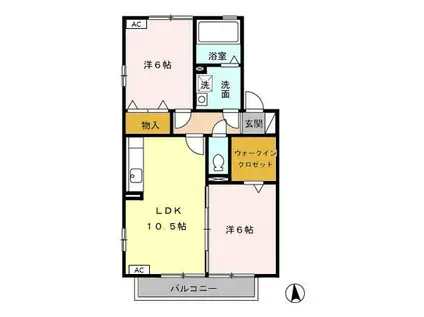 グラン・シャリオ(2LDK/2階)の間取り写真