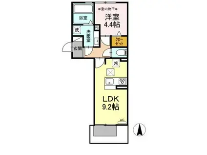 カサグランデ松下(1LDK/1階)の間取り写真