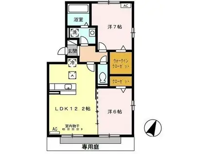 ハピネスコスモ(2LDK/1階)の間取り写真