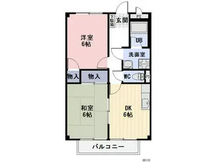 サープラスⅡ東三本松(2DK/2階)の間取り写真