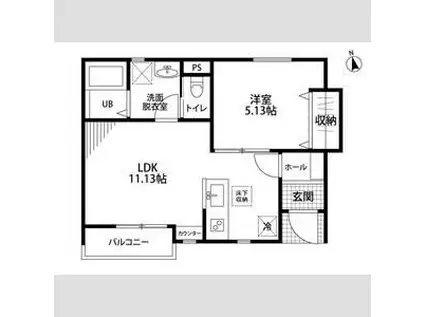 リーブルファイン丹羽(1LDK/1階)の間取り写真